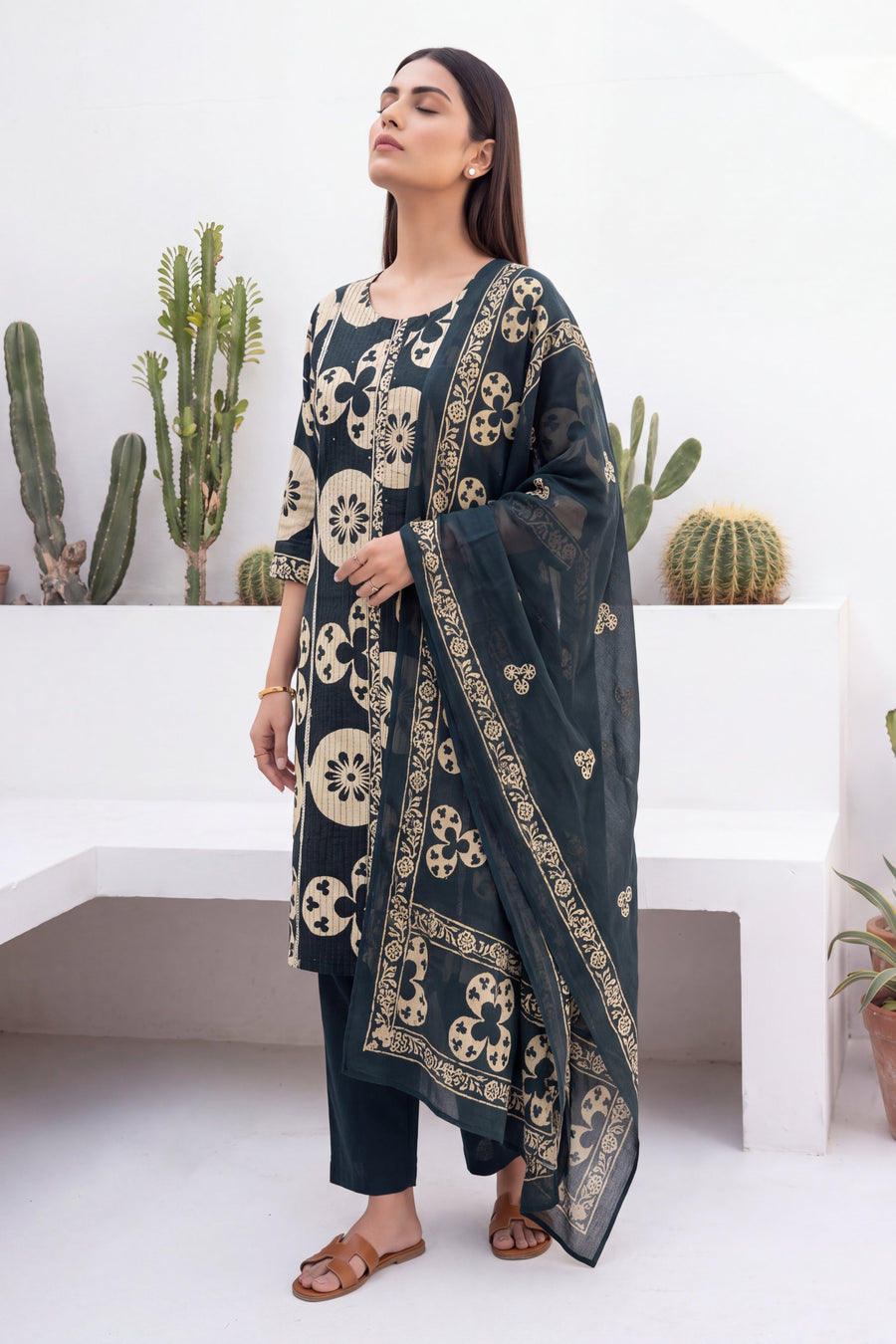 Cobalt Mist Cotton Dupatta Set — image 6