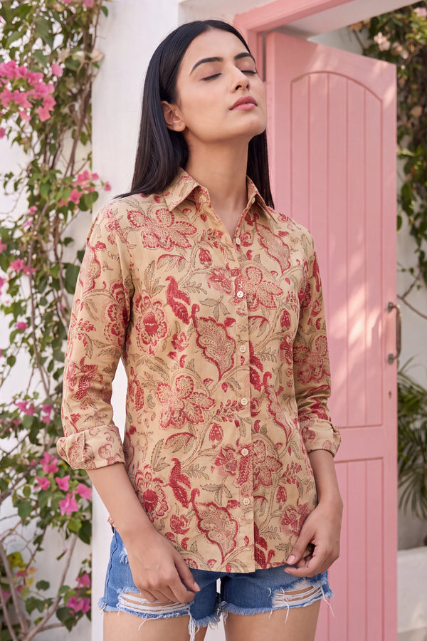 Almond Cream Cotton Shirt