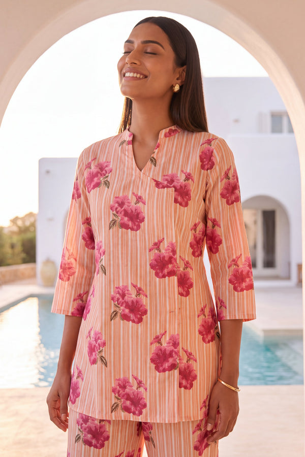 Almond Veil Cotton Angrakha Co-ord Set