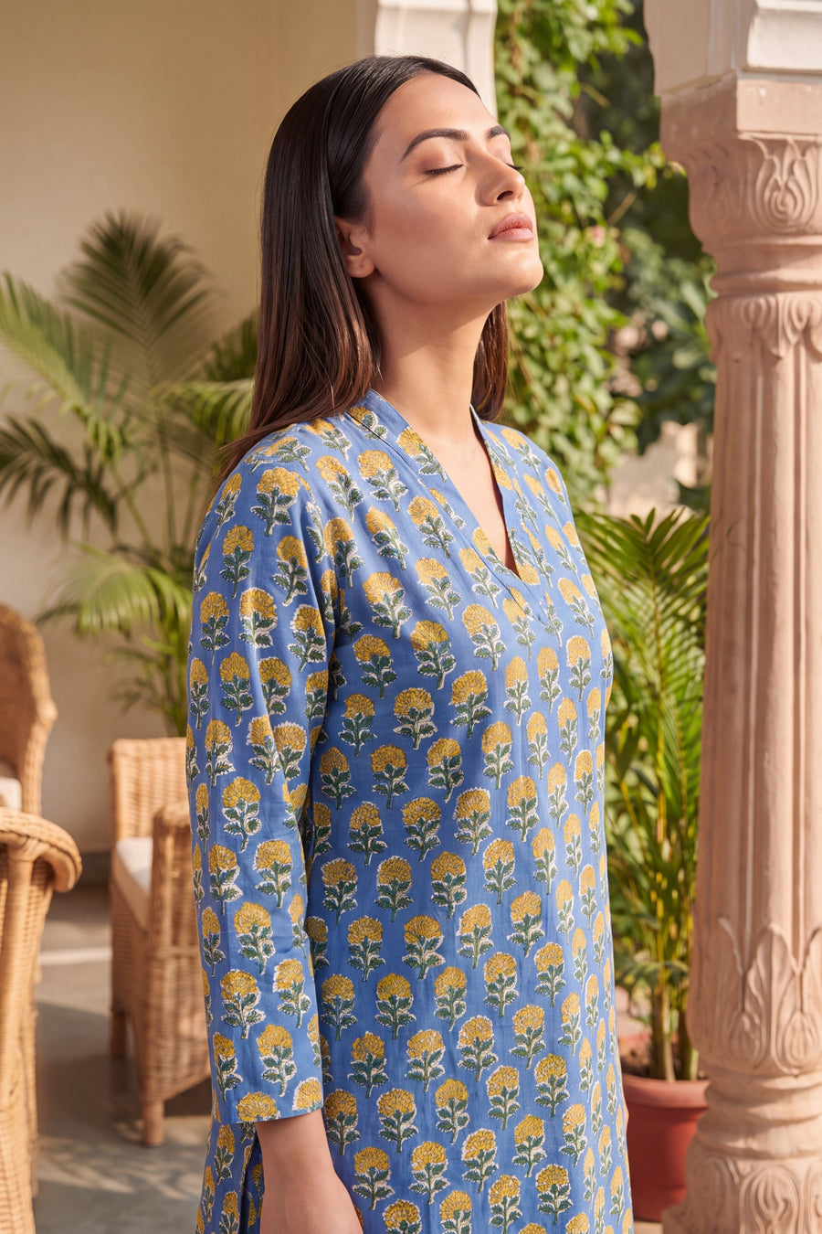 Cobalt Ripple Cotton Farshi Salwar Set — image 8
