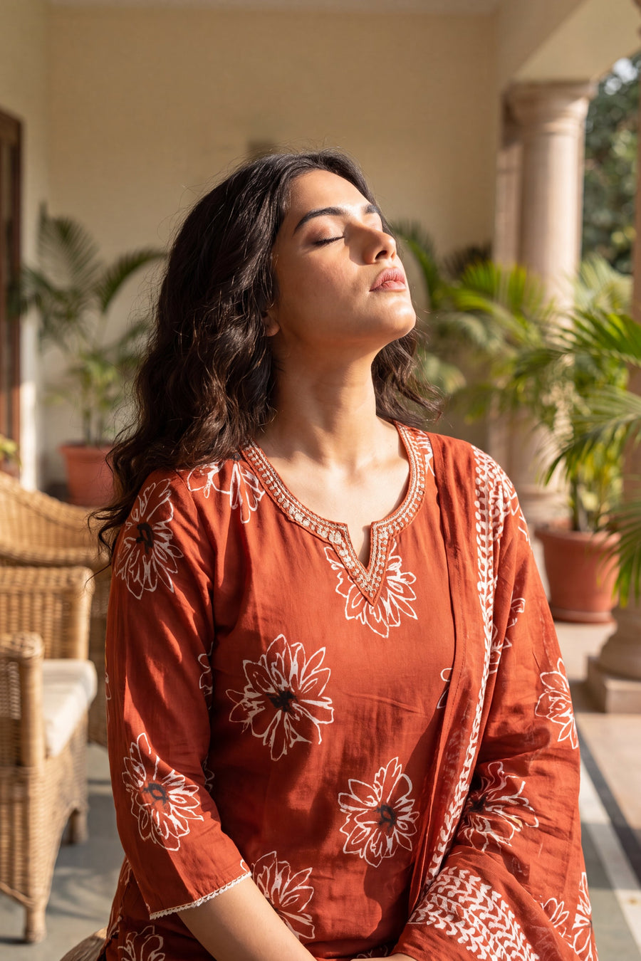 Persimmon Glow Cotton Dupatta Set — image 9
