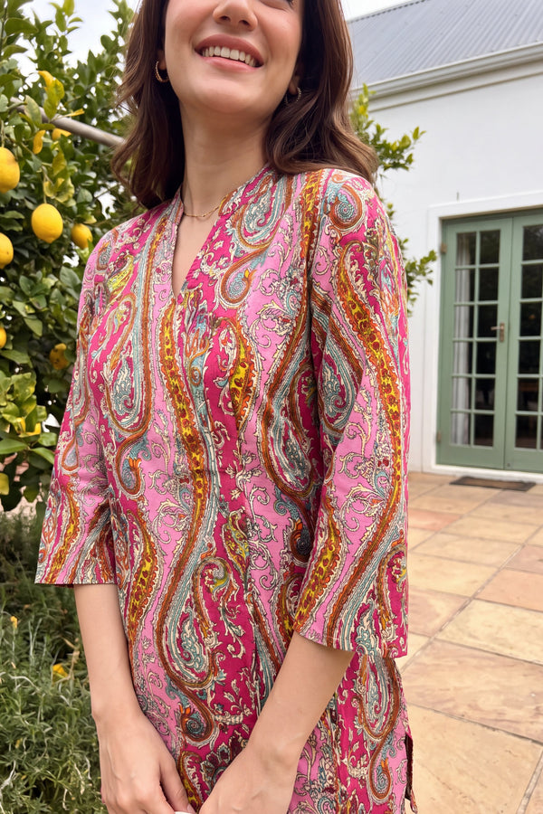 Rose Paisley Angrakha Cotton Co-ord Set