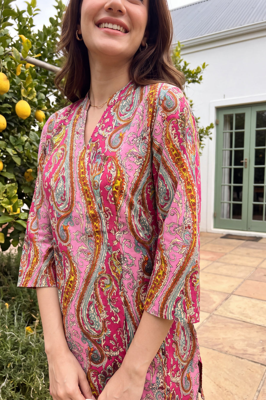 Rose Paisley Angrakha Cotton Co-ord Set — image 4