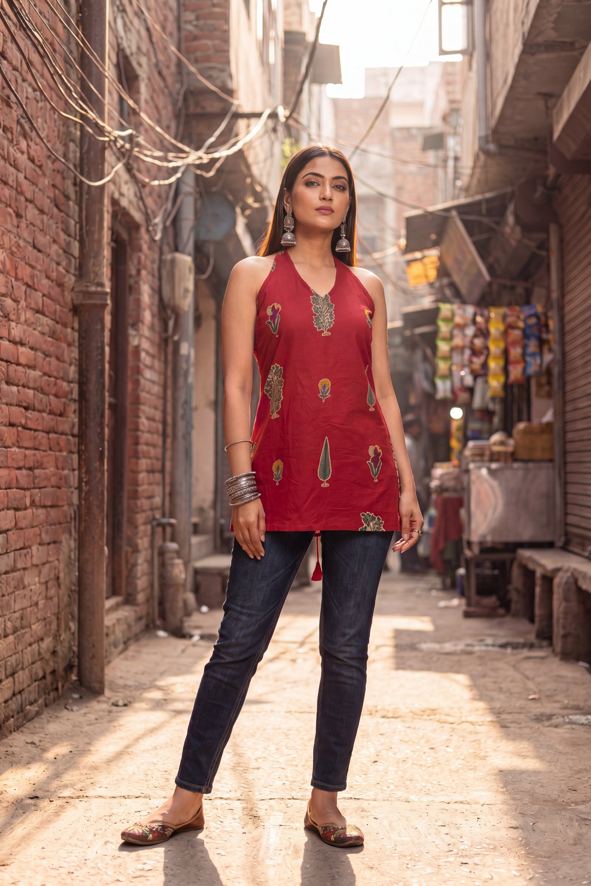 Burgundy Sonata Halter Cotton Top