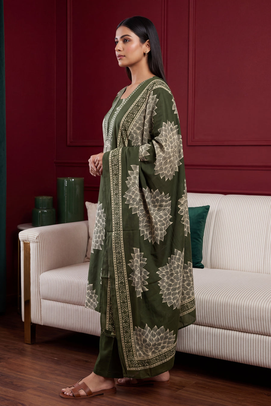Basil Whisper Cotton Dupatta Set — image 7
