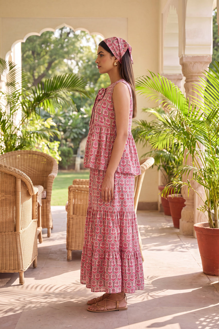 Violet Tiered Cotton Skirt Set — image 11