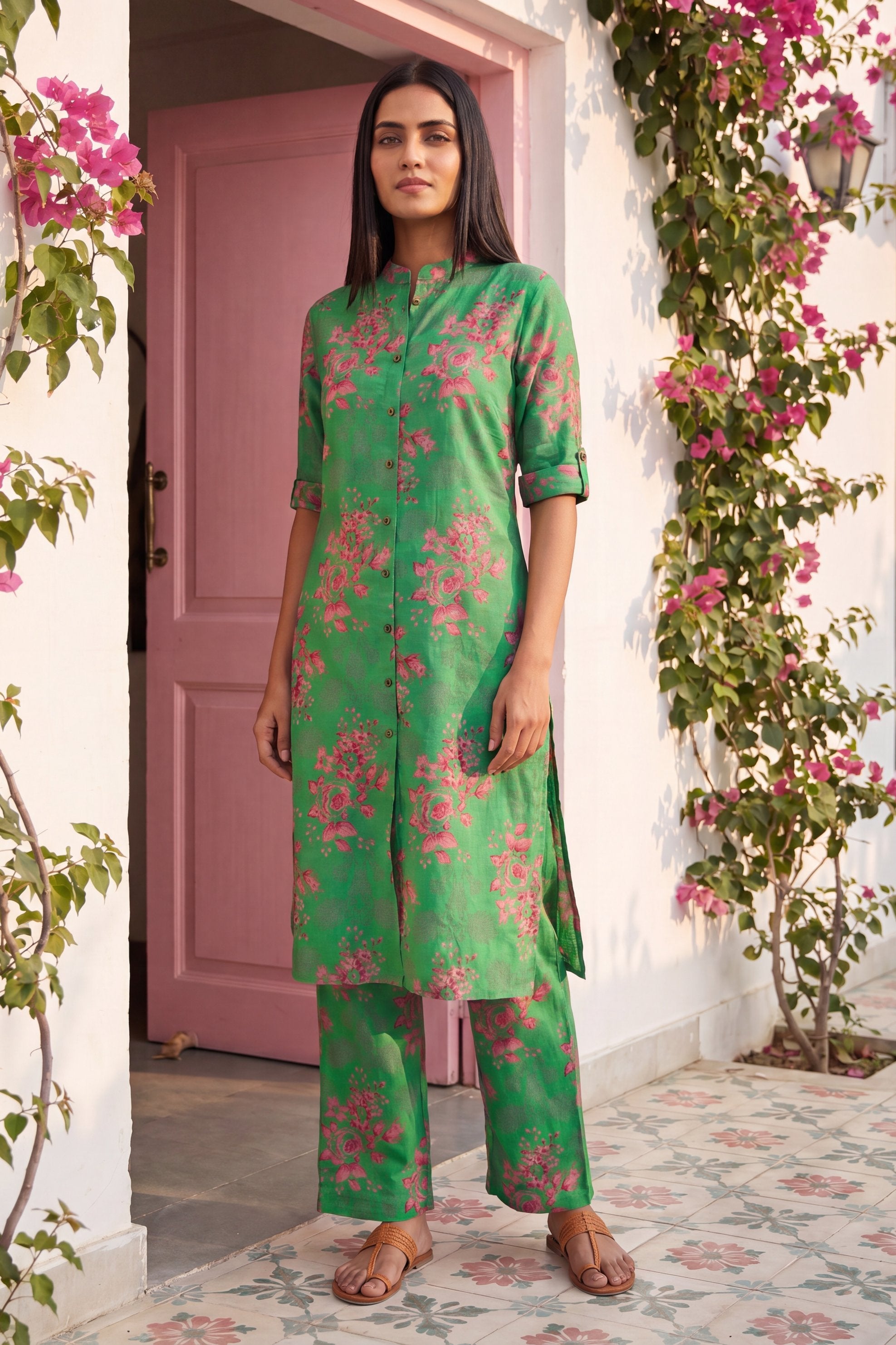 Boulevard Emerald Mandarin Cotton Co-ord Set