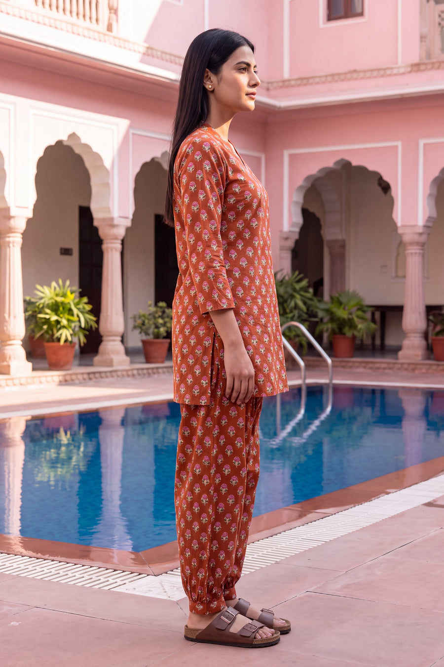 Garnet Ripple Cotton Farshi Salwar Set — image 12
