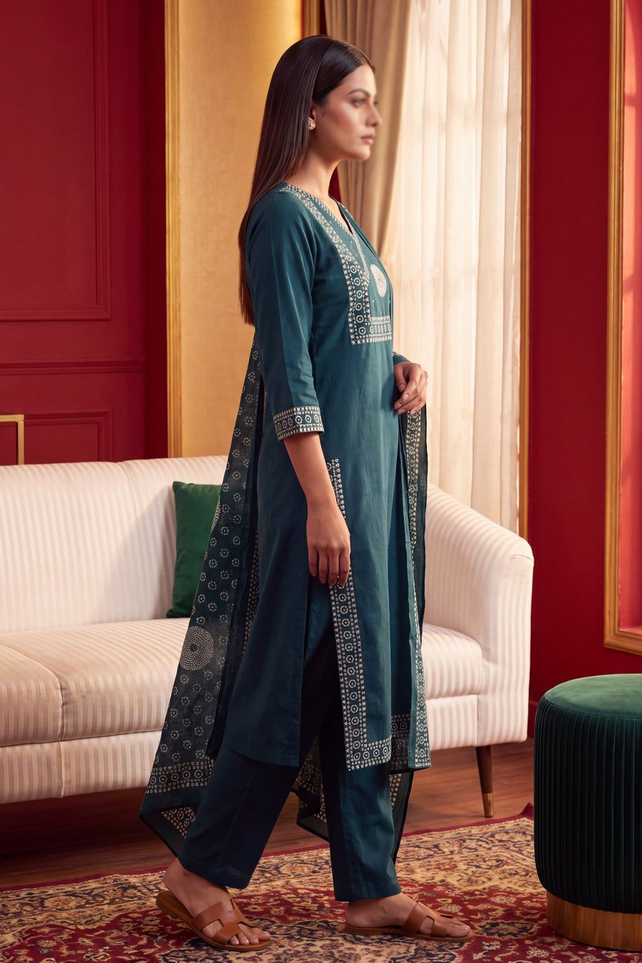 Denim Drift Cotton Dupatta Set — image 7