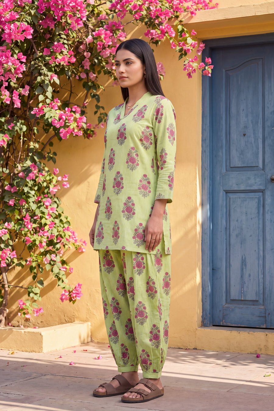 Emerald Ripple Cotton Farshi Salwar Set — image 9