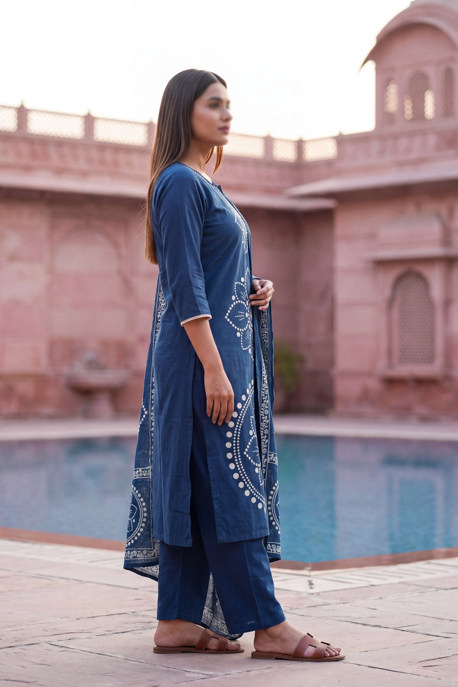 Sapphire Bloom Cotton Dupatta Set — image 8