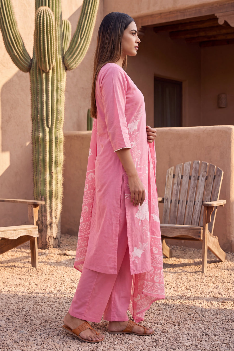 Autumn Petal Cotton Dupatta Set — image 9
