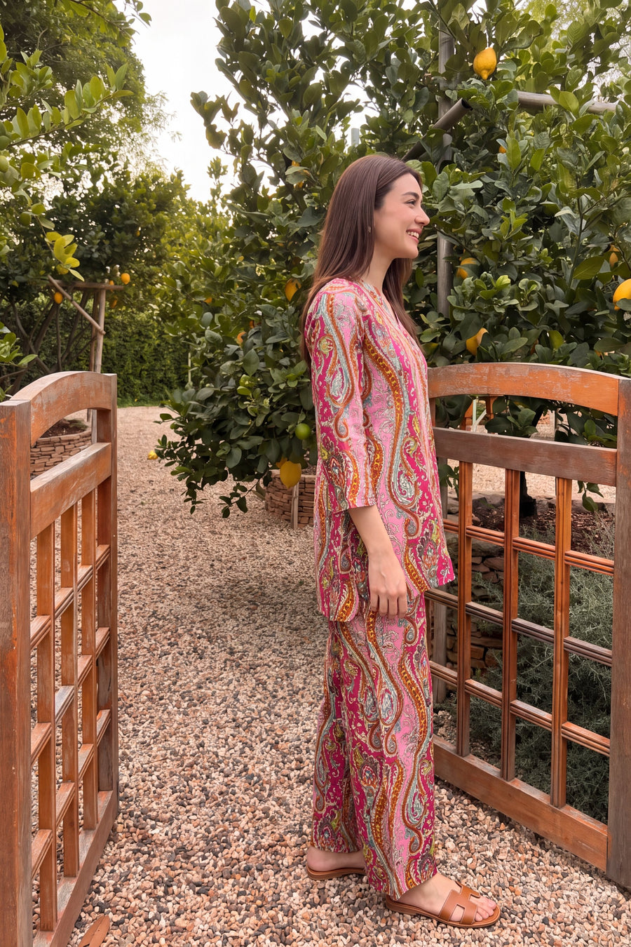 Rose Paisley Angrakha Cotton Co-ord Set — image 9