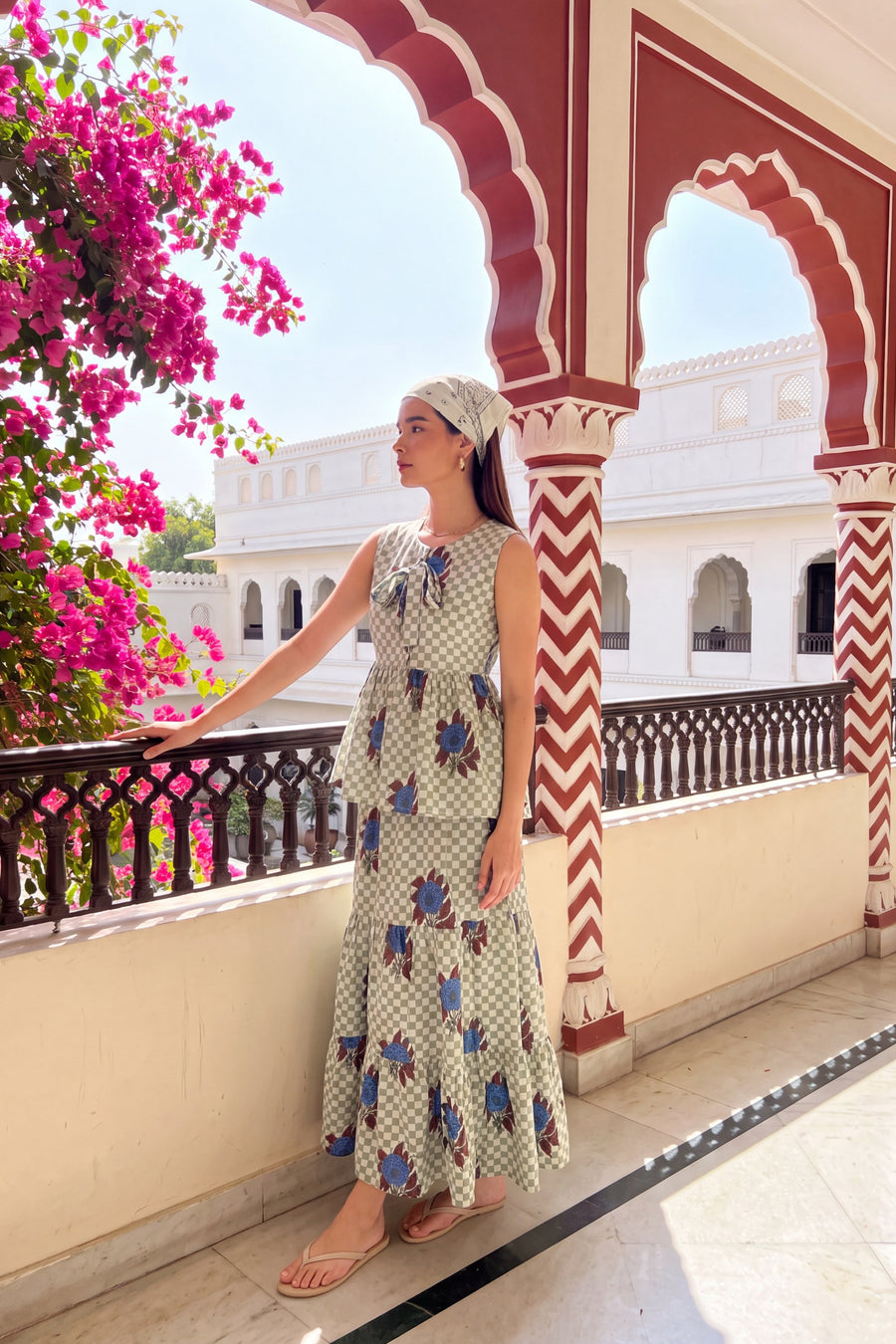 Sage Tiered Cotton Skirt Set — image 8