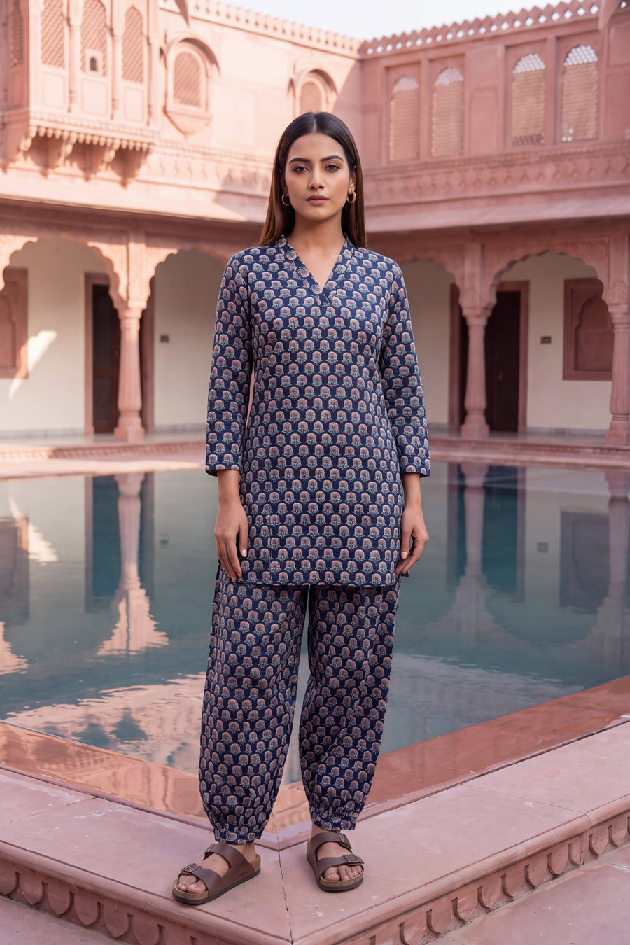 Indigo Ripple Cotton Farshi Salwar Set — image 11