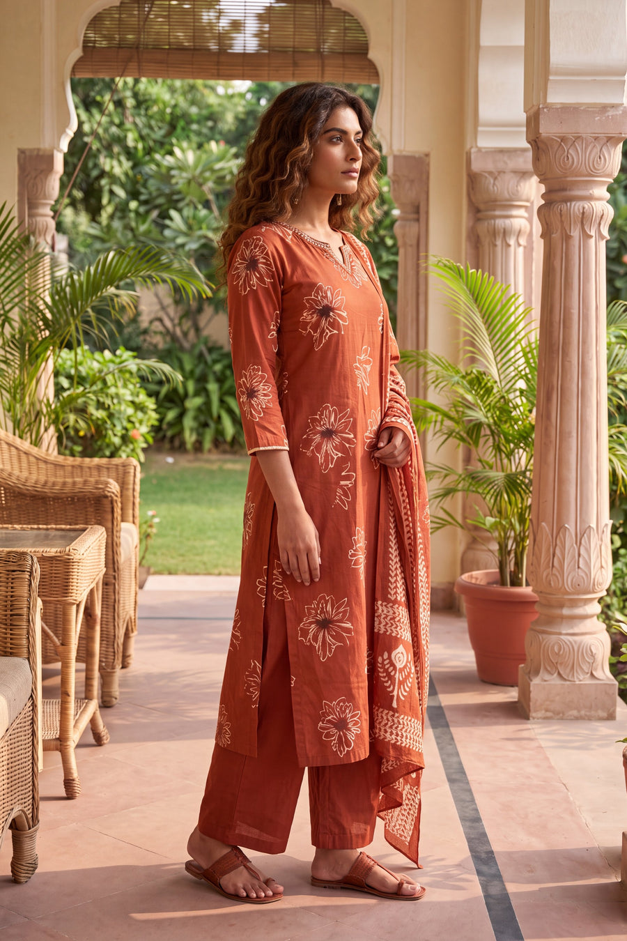 Persimmon Glow Cotton Dupatta Set — image 10