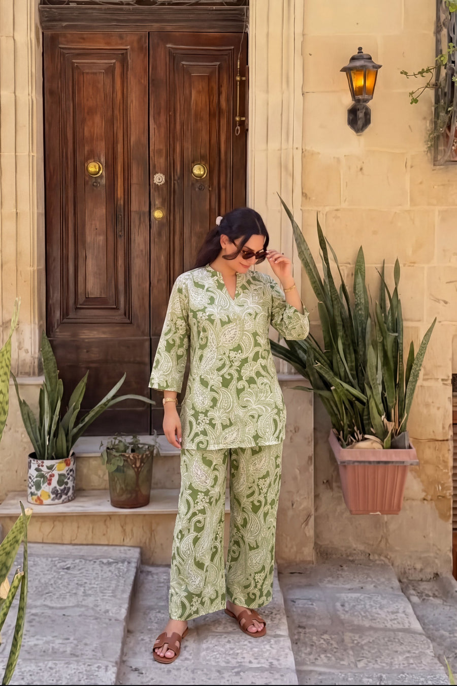 Sage Trellis Angrakha Cotton Co-ord Set — image 11