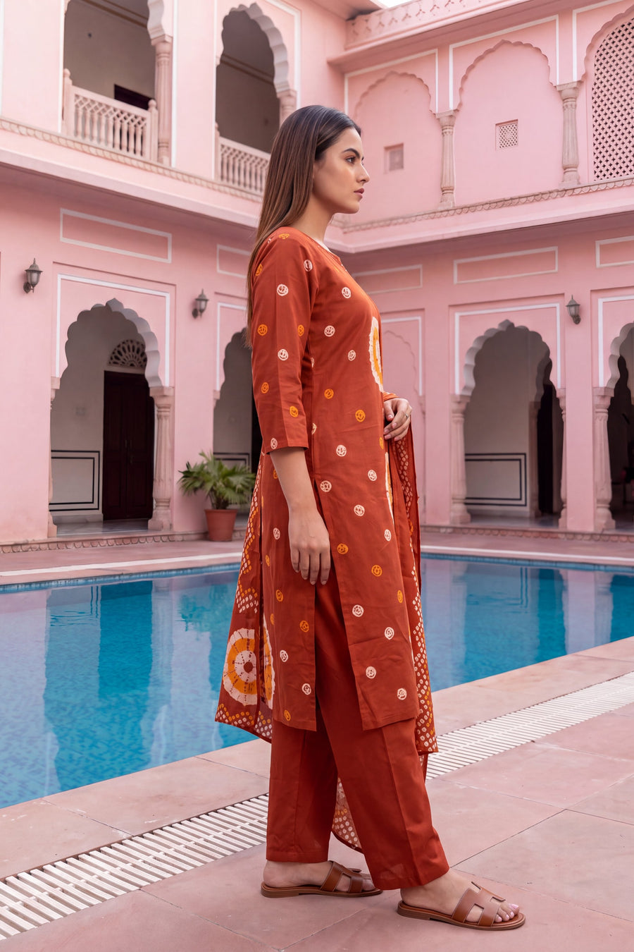 Tangerine Haze Cotton Dupatta Set — image 7
