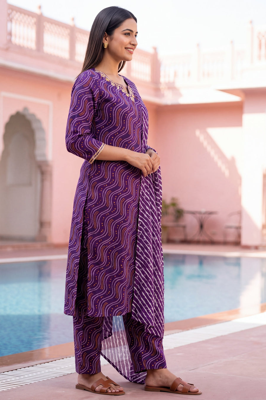 Orchid Lantern Cotton Dupatta Set — image 8