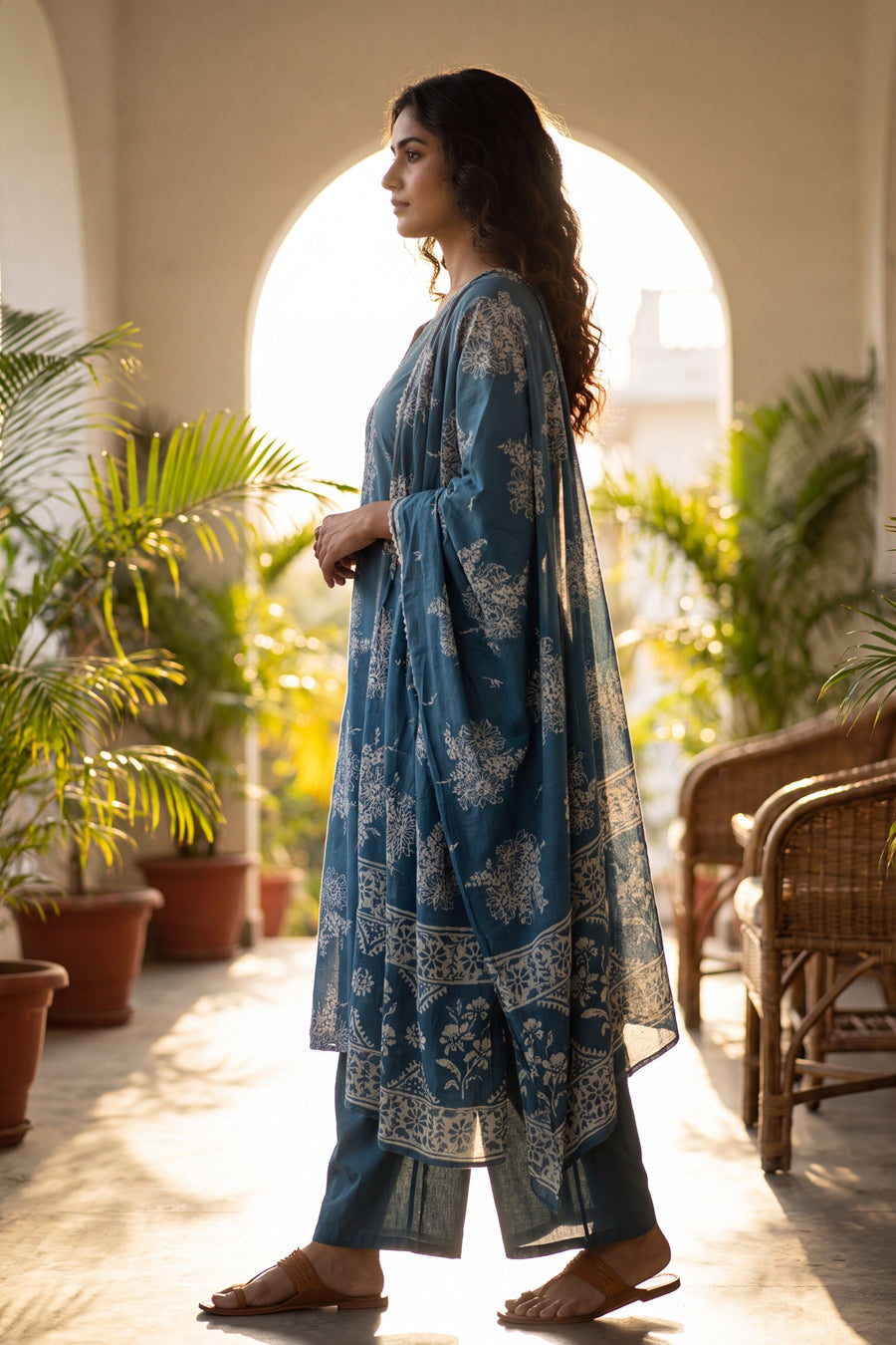Bazaar Cobalt Cotton Dupatta Set — image 10