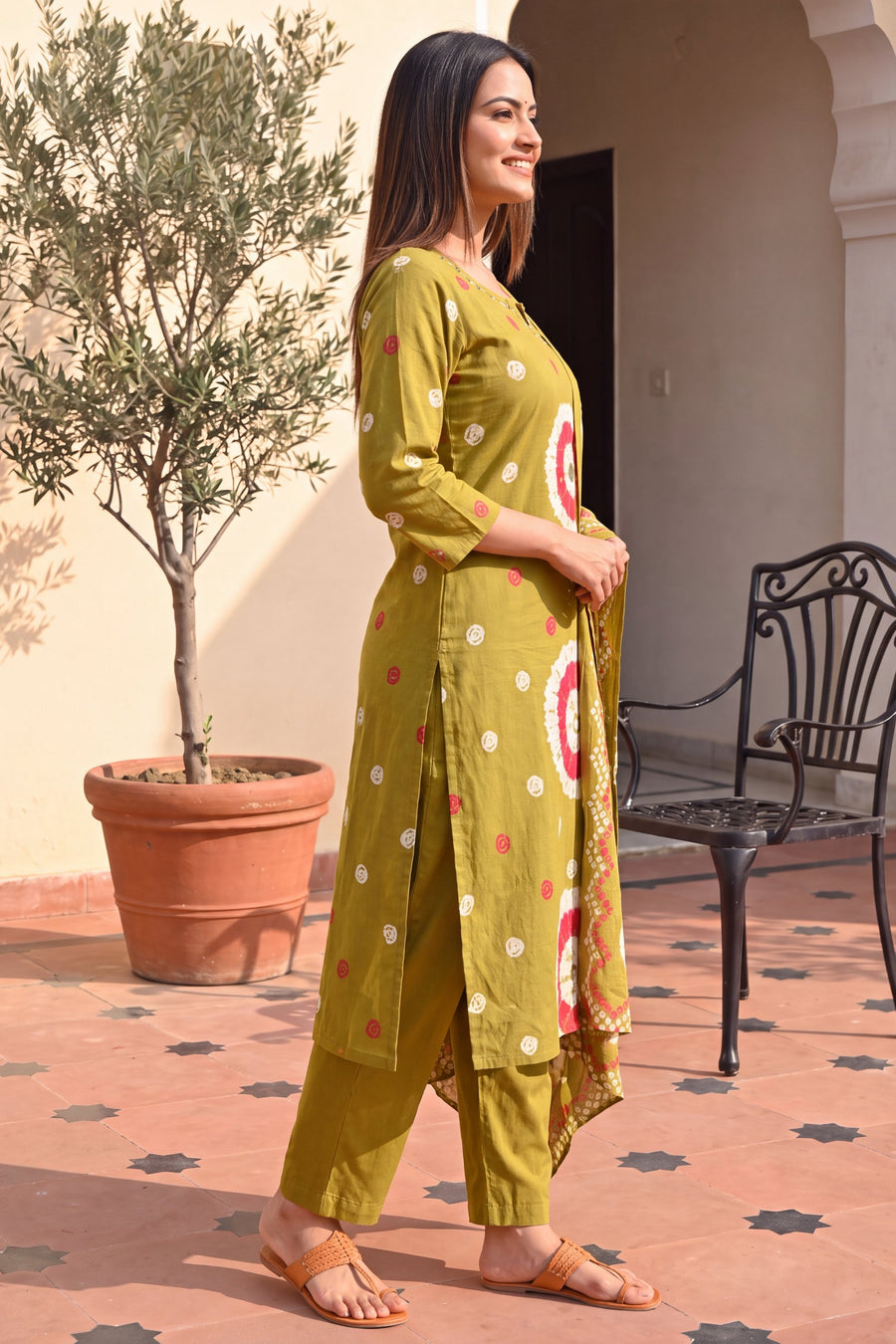 Jade Meadow Cotton Dupatta Set — image 8