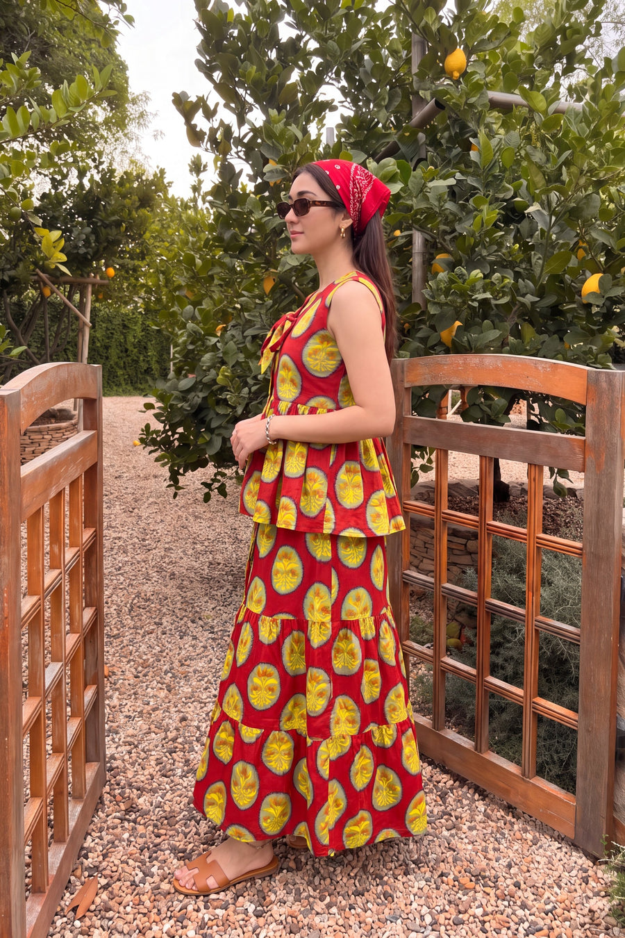 Crimson Tiered Cotton Skirt Set — image 5