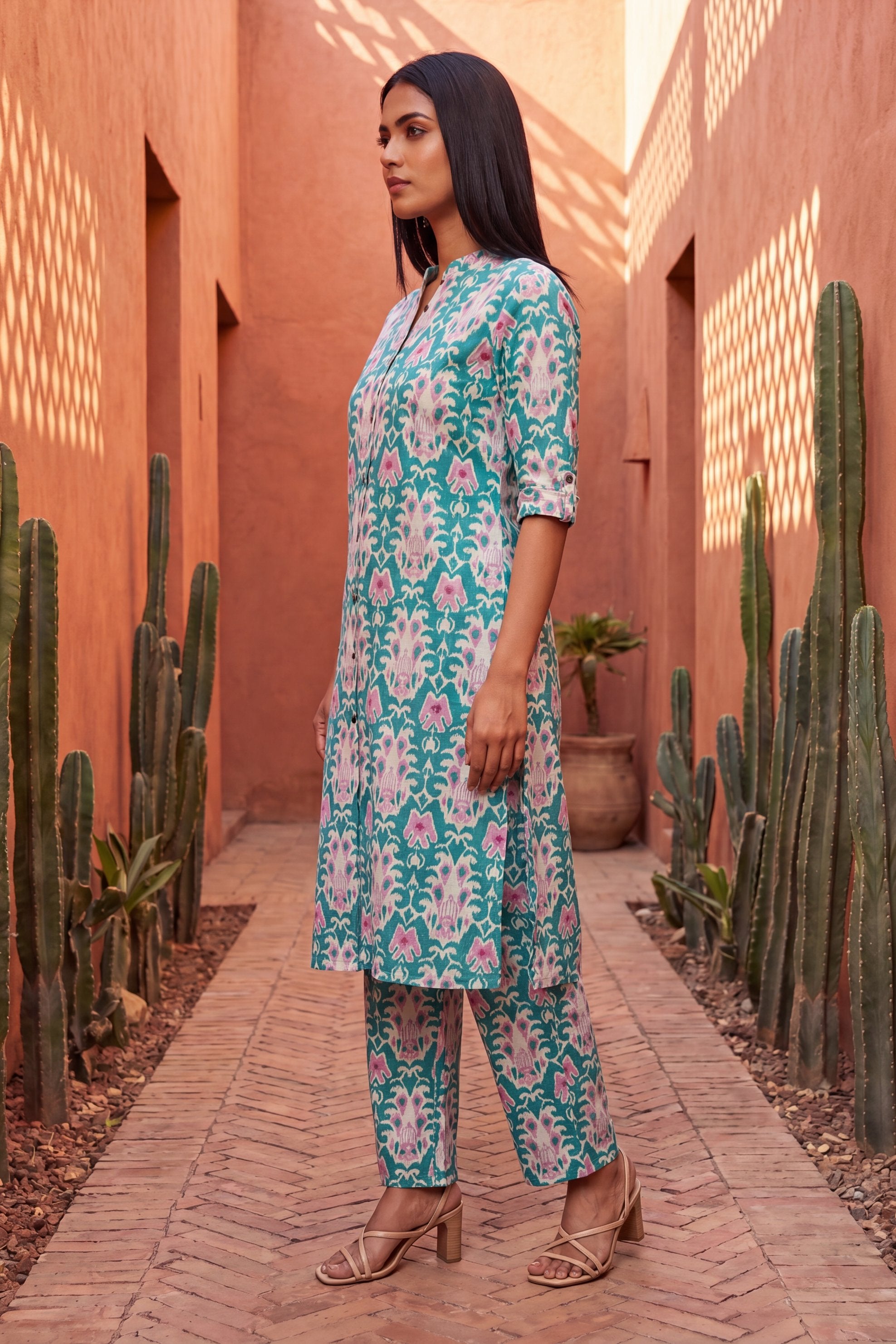 Atelier Olive Mandarin Cotton Co-ord Set