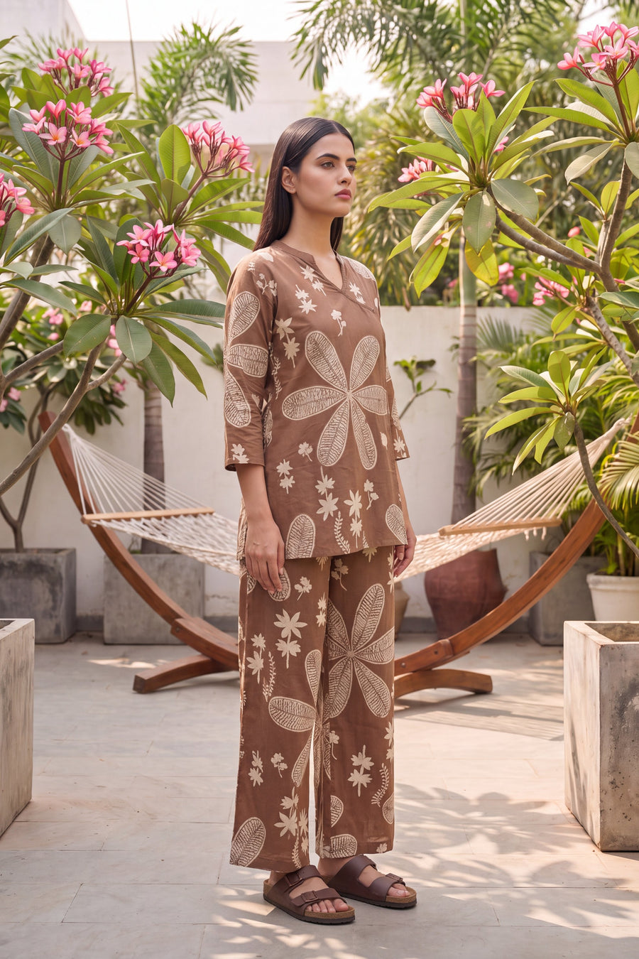 Walnut Brown Cotton Angrakha Co-ord Set — image 14