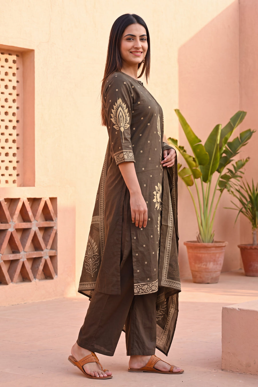 Umber Grove Cotton Dupatta Set — image 6