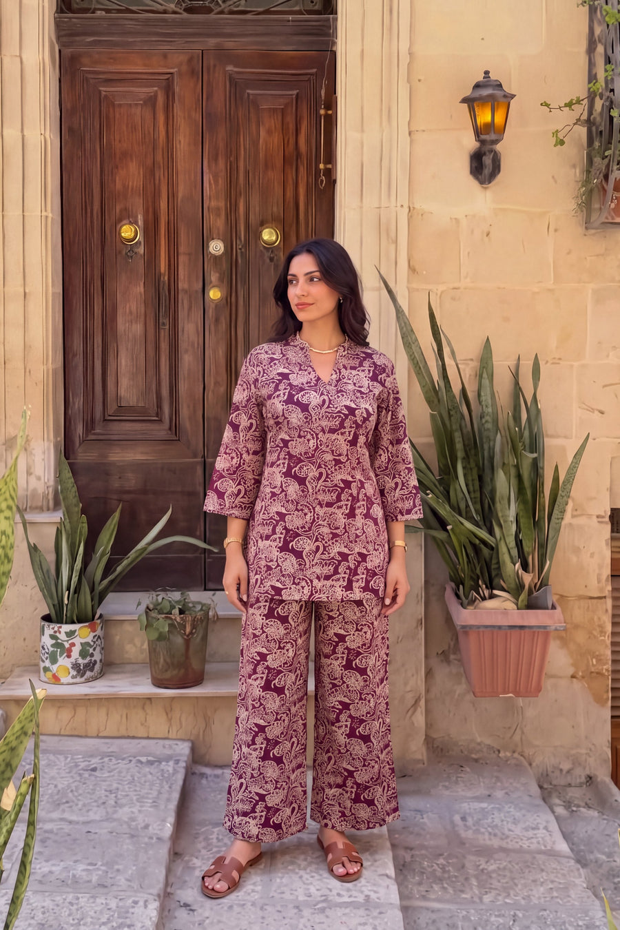 Mulberry Swirl Angrakha Cotton Co-ord Set — image 11