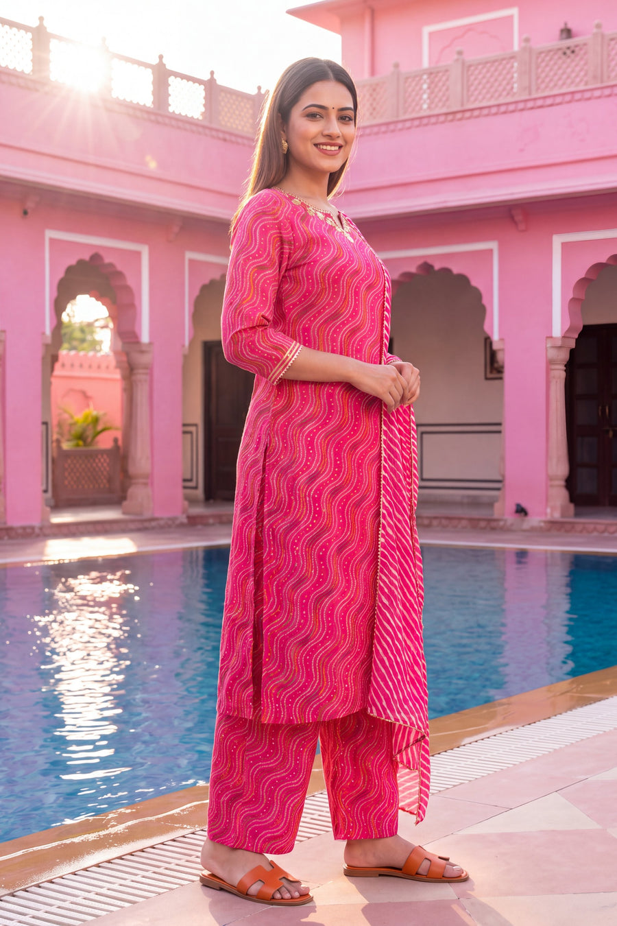 Peony Lantern Cotton Dupatta Set — image 12