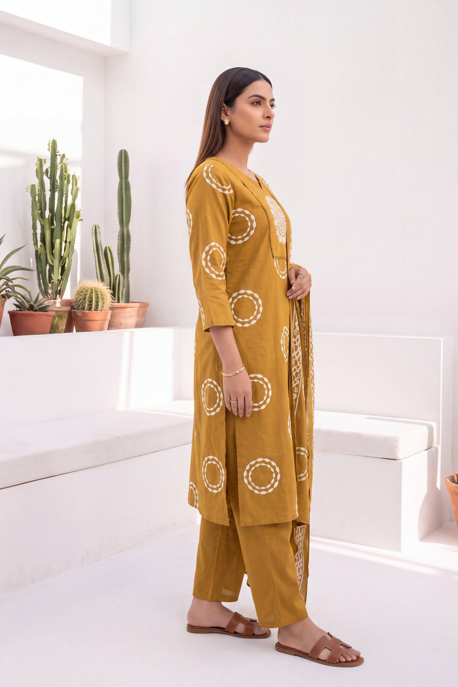 Saffron Trail Cotton Dupatta Set — image 7