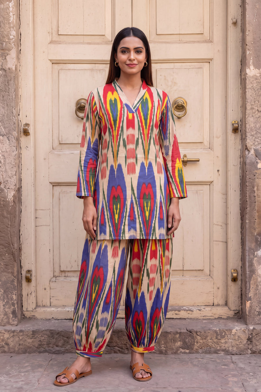 Fiesta Ikat Cotton Farshi Salwar Set — image 10
