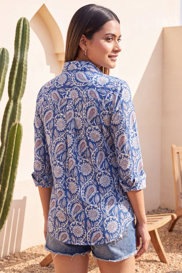 Azure Tide Cotton Shirt