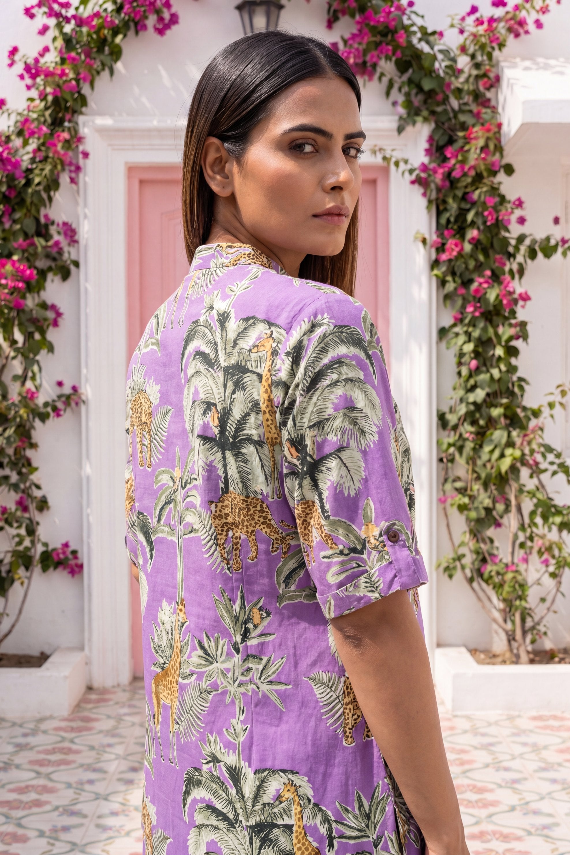 Twilight Mauve Mandarin Cotton Co-ord Set