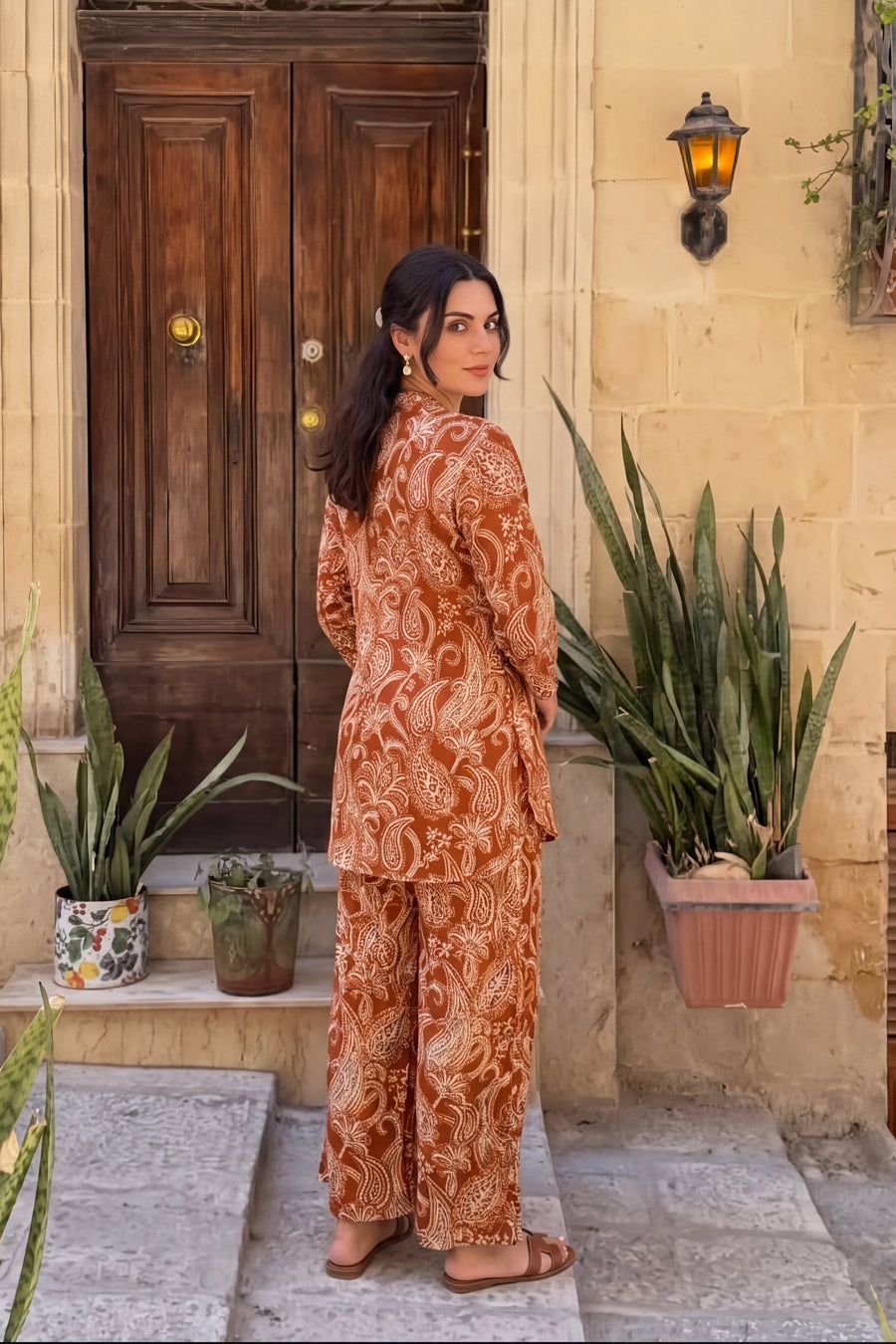 Cinnamon Ember Angrakha Cotton Co-ord Set — image 14