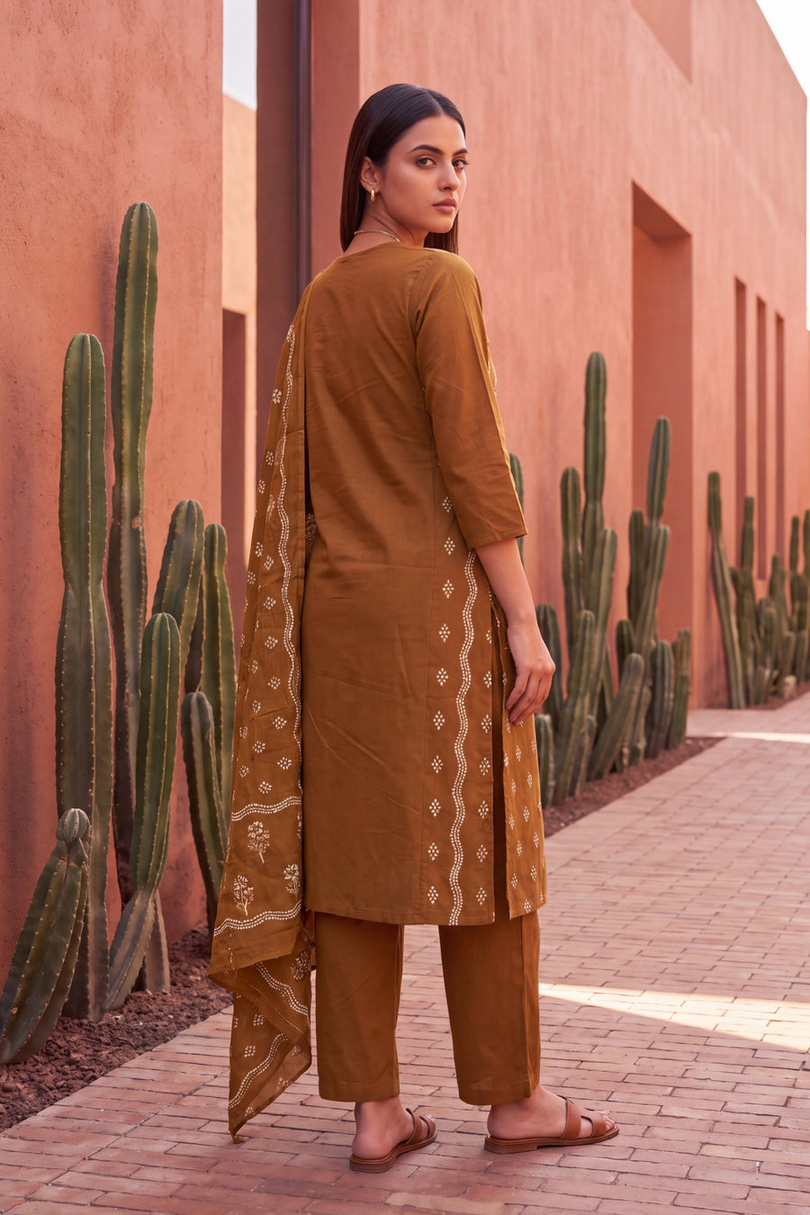 Golden Cascade Cotton Dupatta Set — image 7