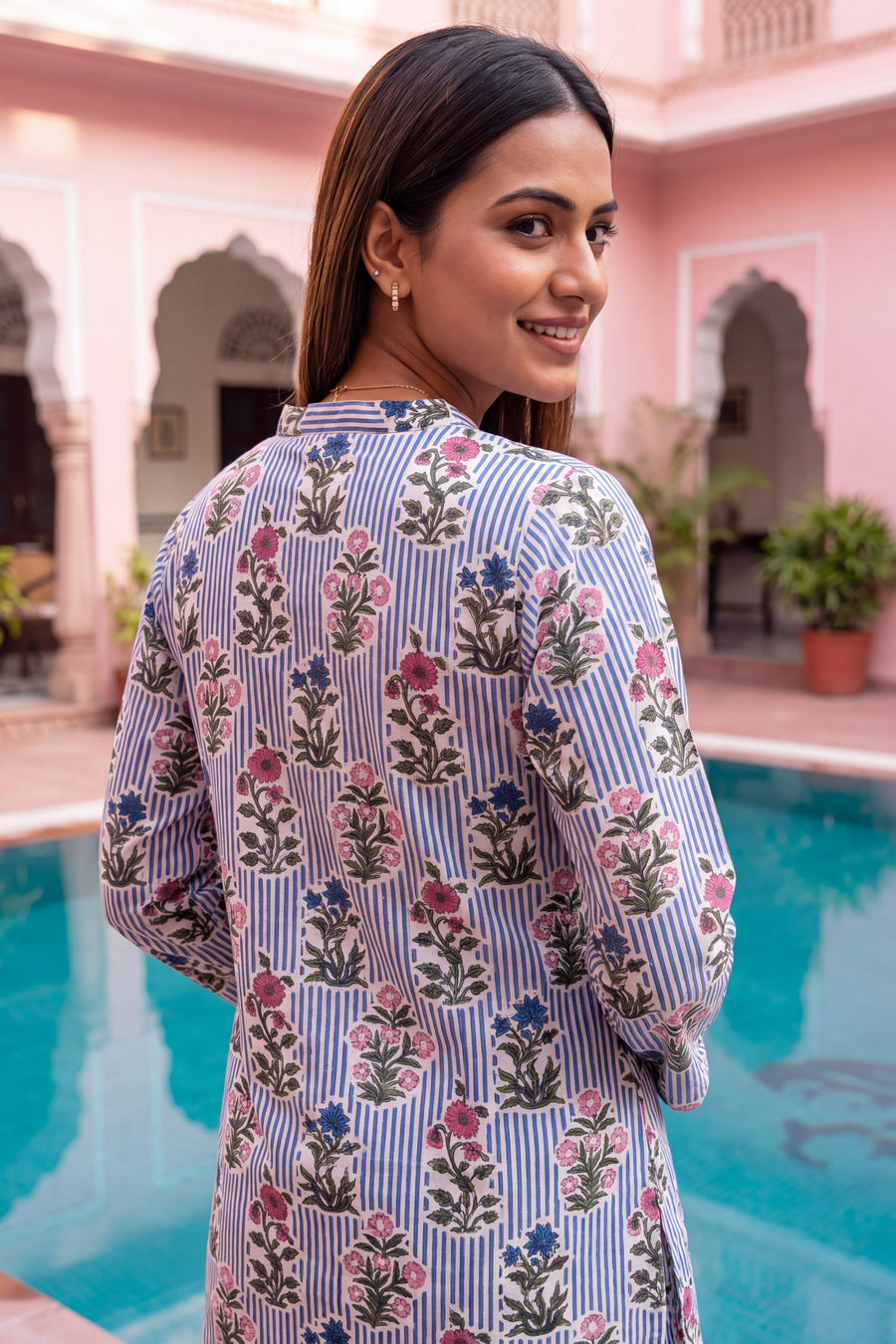 Cerulean Whisper Cotton Farshi Salwar Set — image 10
