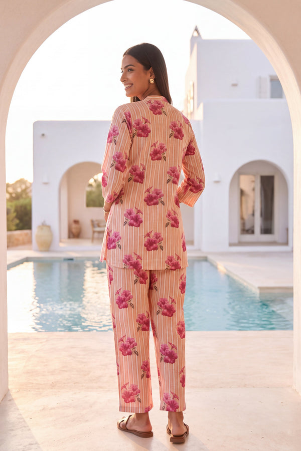 Almond Veil Cotton Angrakha Co-ord Set