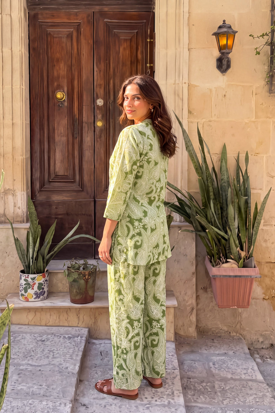Sage Trellis Angrakha Cotton Co-ord Set — image 12