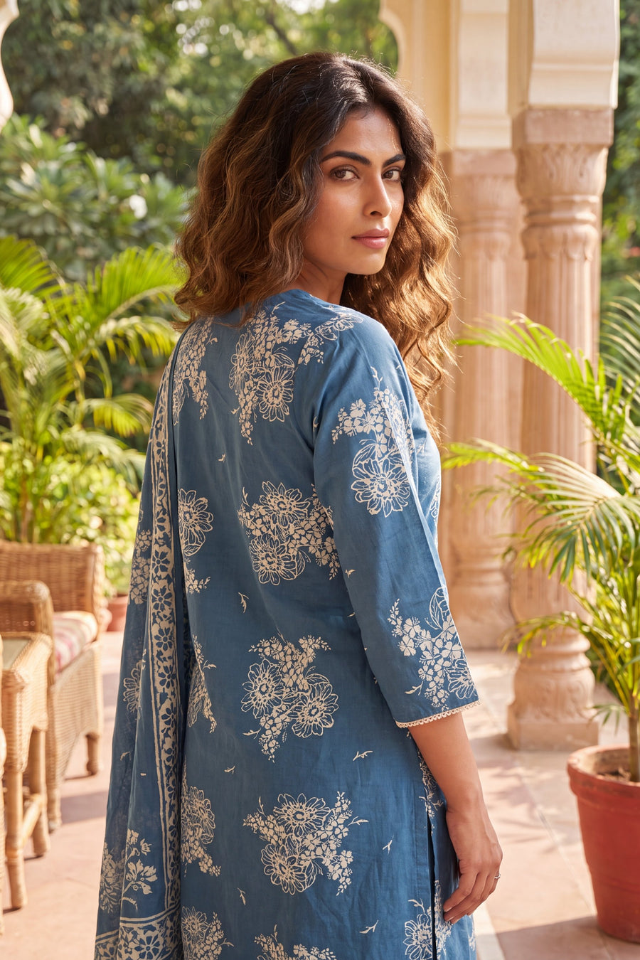 Bazaar Cobalt Cotton Dupatta Set — image 11