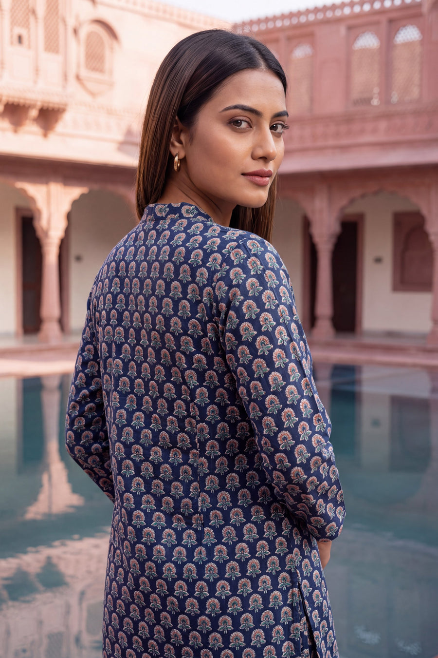 Indigo Ripple Cotton Farshi Salwar Set — image 12