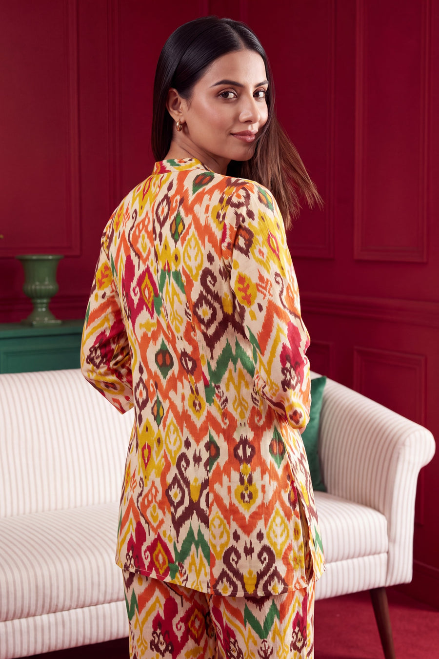 Sunburst Ikat Angrakha Cotton Co-ord Set — image 2