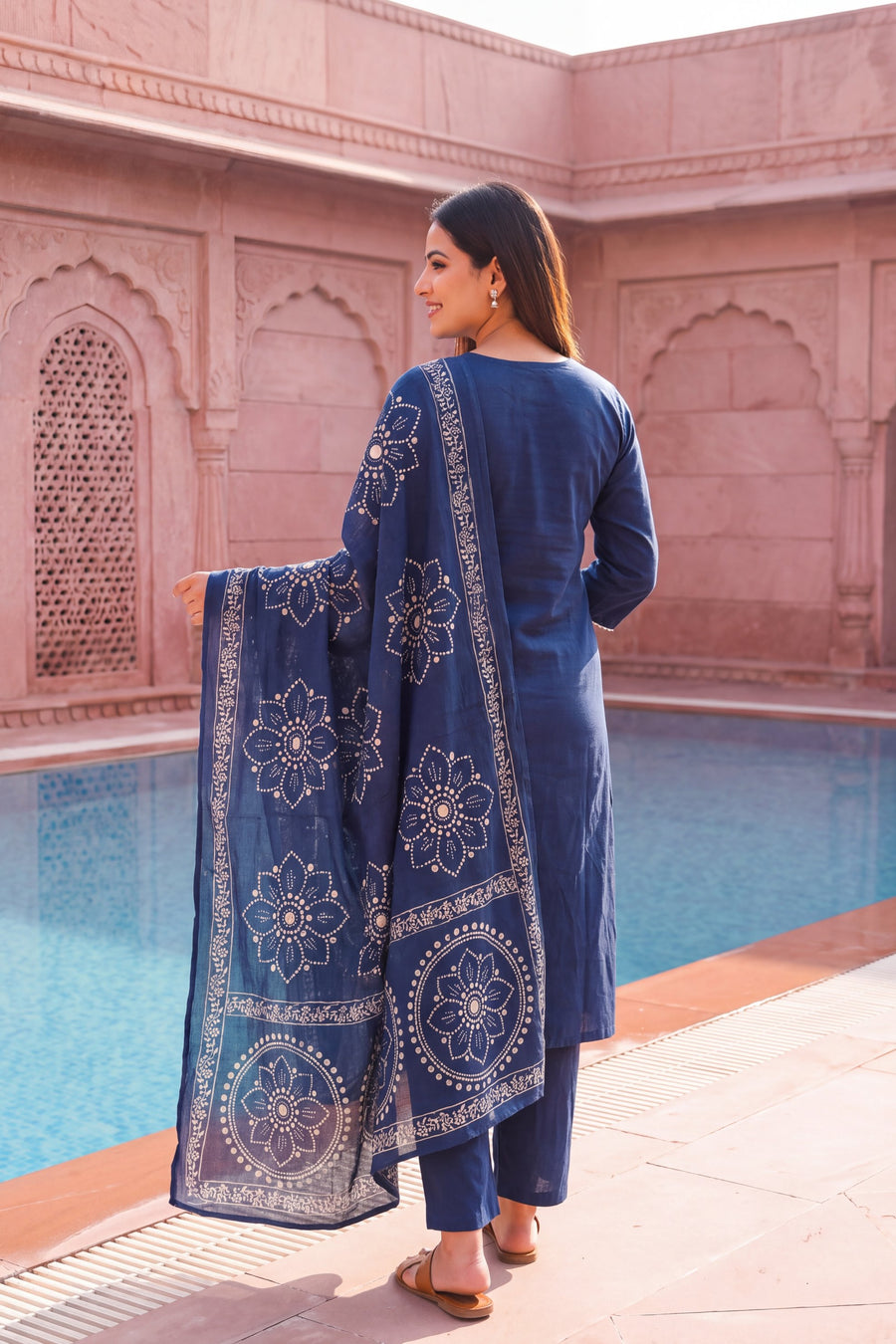 Sapphire Bloom Cotton Dupatta Set — image 9