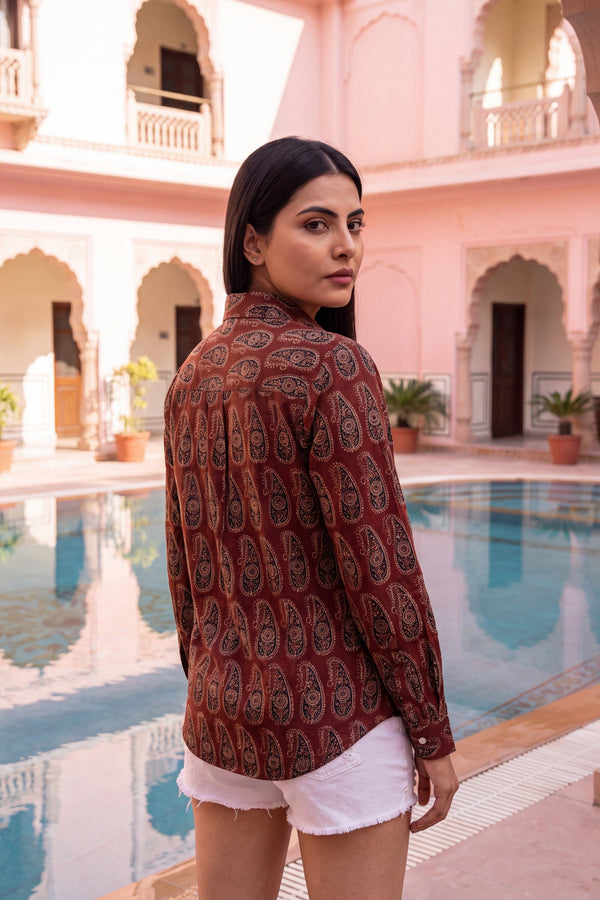 Garnet Maroon Cotton Shirt