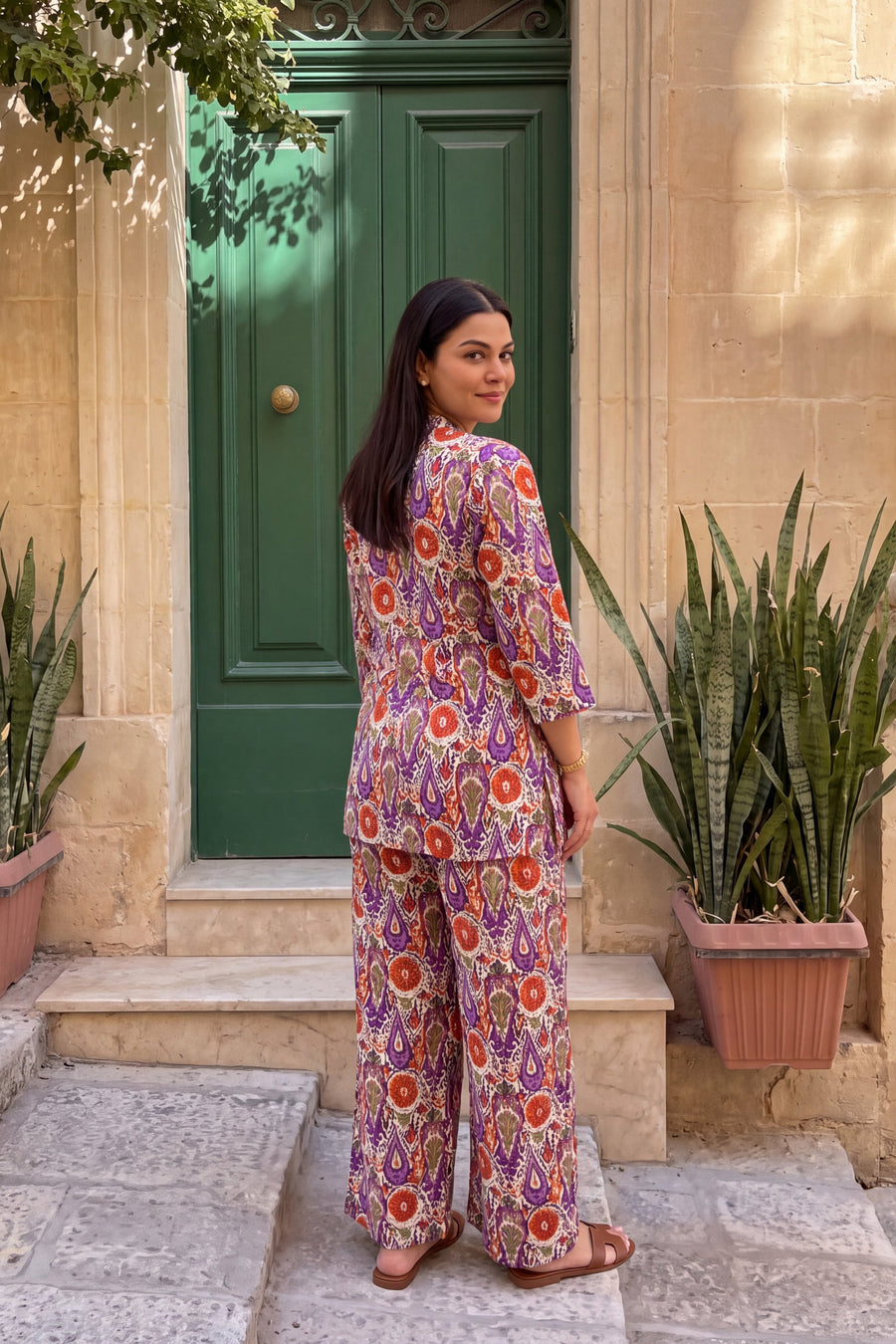 Amethyst Bloom Angrakha Cotton Co-ord Set — image 3