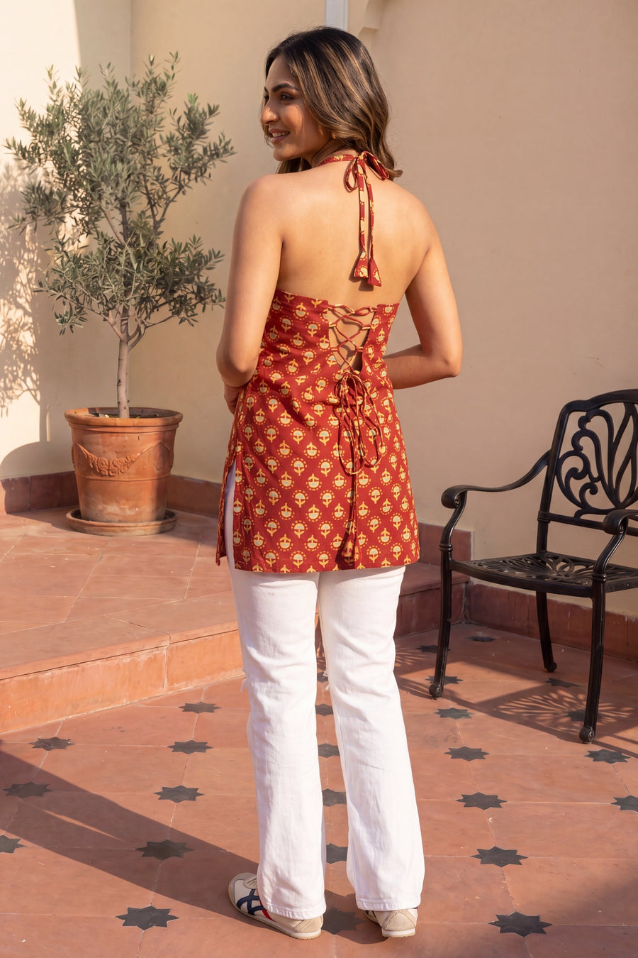 Bordeaux Bloom Halter Cotton Top — image 12