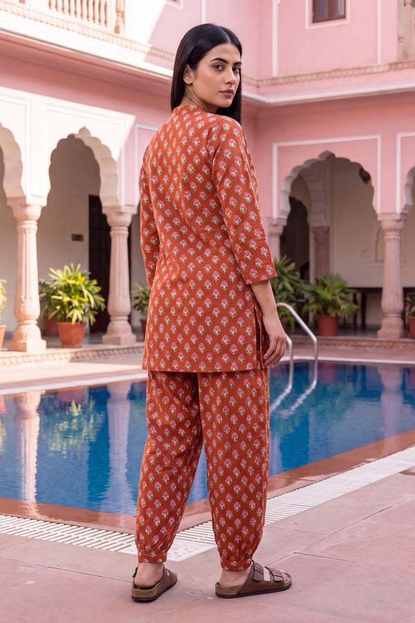 Garnet Ripple Cotton Farshi Salwar Set