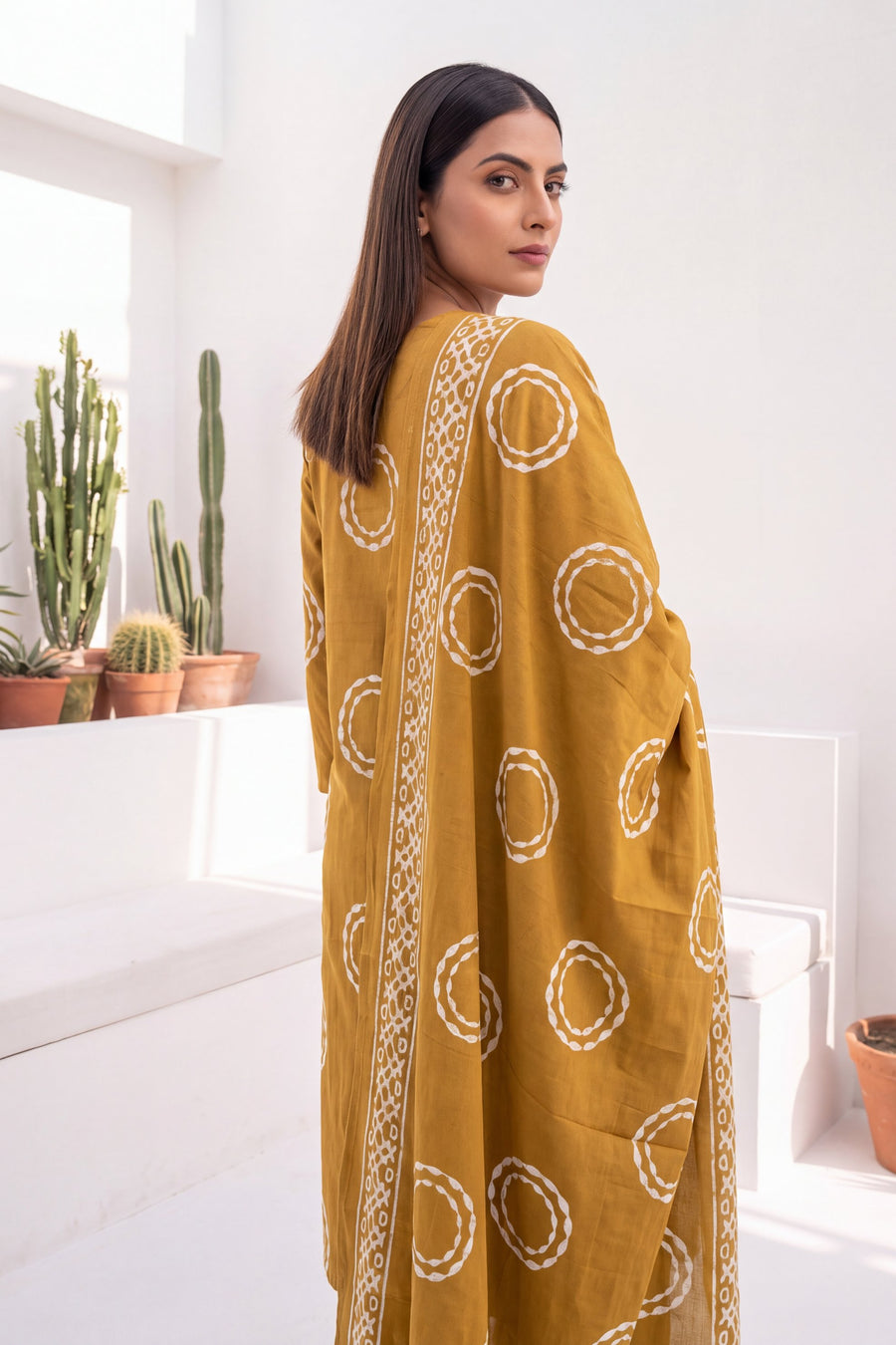 Saffron Trail Cotton Dupatta Set — image 8