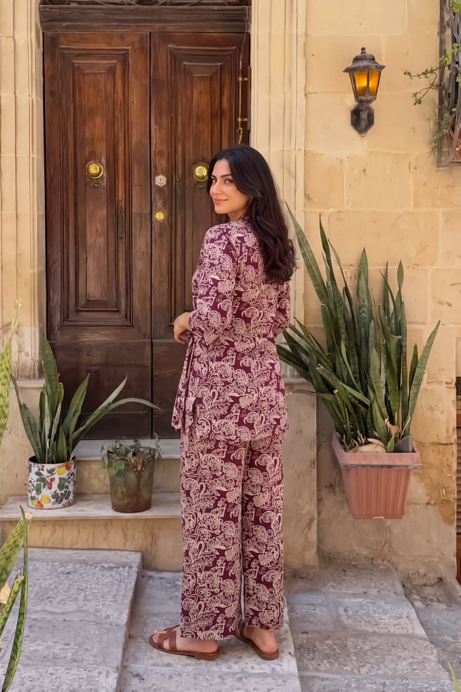 Mulberry Swirl Angrakha Cotton Co-ord Set — image 12